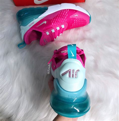 Nike Air Max 270 Pink Girlswomens Customized With Swarovski Crystals Luxe Ice