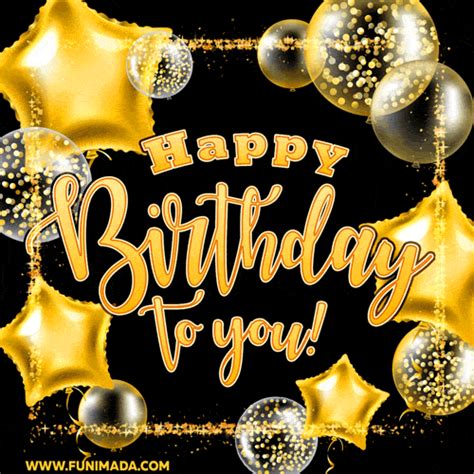 Happy Birthday To You Animated Gold Glitter Frame And Beautiful