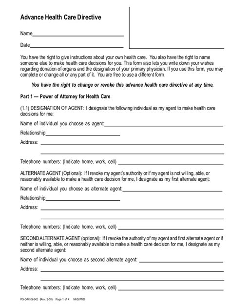 Advance Health Directive 2011 2024 Form Fill Out And Sign Printable