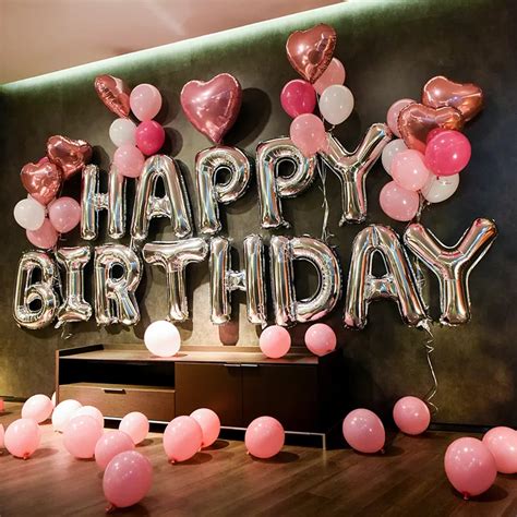 1set 32inch Alphabet Happy Birthday Foil Balloon Helium Pink Latex