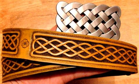 Hand Tooled Leather Celtic Knot Belt Hand Carved Custom Made Etsy