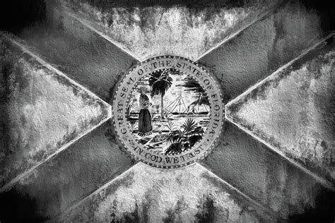 The Florida Flag In Black And White Digital Art By Jc Findley
