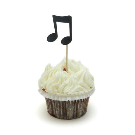 Music Note Cupcake Topper Set Of 12 Birthday Party Cake Topper Etsy