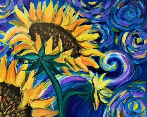 Starry Night Sunflower Burlington Paint And Sip Studio
