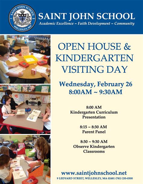 Kindergarten Visiting Day Open House Flyer St John The Evangelist Parish