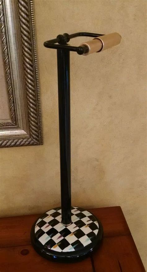 Made of durable plastic, this toilet tissue holder dispenses 1 roll of tissue. Whimsical Courtly checkerboard check, free standing ...