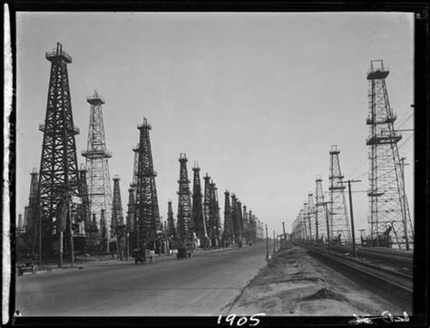 oil well drilling rigs along pacific coast highway huntington beach 1929 — calisphere