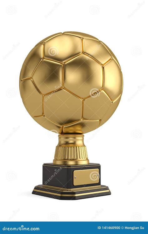 Gold Football Trophy Isolated On White Background 3d Illustration Stock
