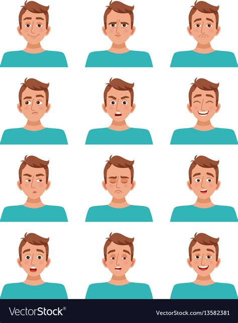 Male Facial Expressions Set Royalty Free Vector Image