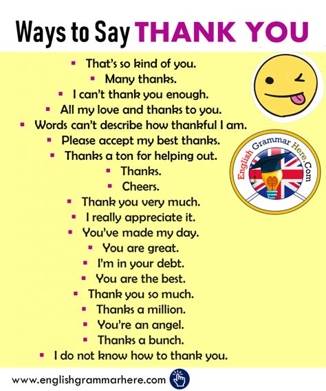 Different Ways To Say Thank You In English English Grammar Here