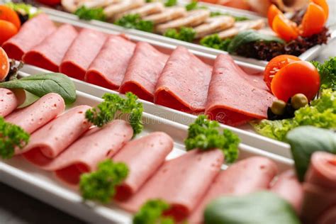 Platter Of Fresh Meat Cold Cuts On Table Stock Image Image Of Cuts