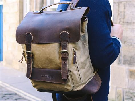 Large Canvas And Leather Backpack Backpacks For Men