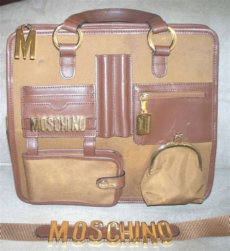 Authentic Moschino By Redwall Leather And Canvas Toteshoulder Bag A