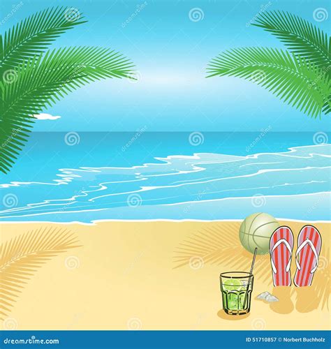 Relaxing Summer Beach Scene Stock Vector Image 51710857