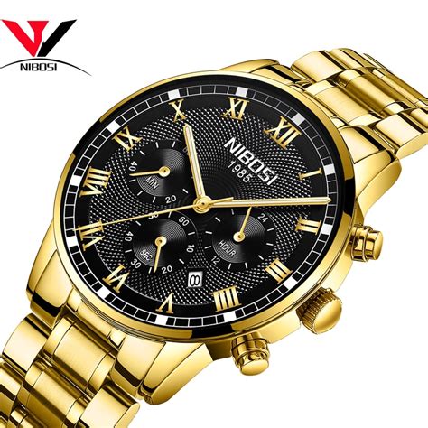 Relogio Masculino De Luxo Nibosi Gold Watch Men Luxury Brand Rashion