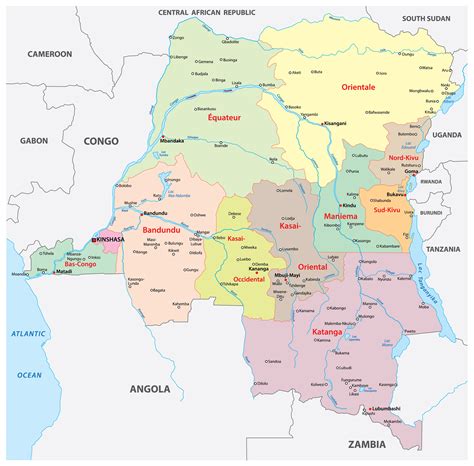 Democratic Republic Of The Congo Kinshasa Map Print Art And Collectibles