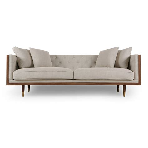 Kardiel Woodrow Neo Classic Midcentury Modern Sofa Walnuturban Hemp