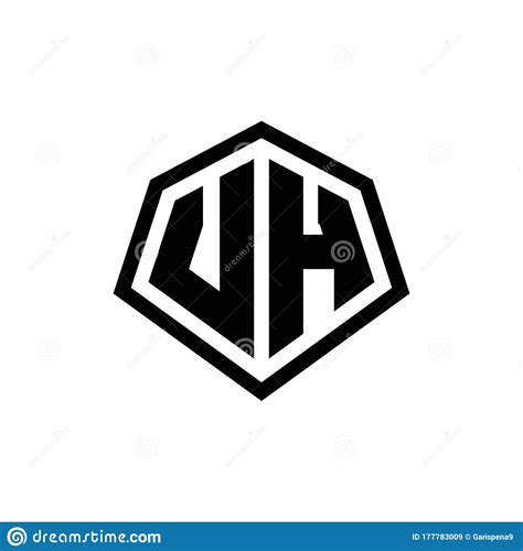 Vh Monogram Logo With Hexagon Shape And Line Rounded Style Design