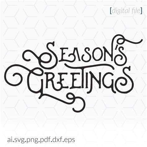 Seasons Greetings Svg File For Christmas Printing And Cutting Etsy