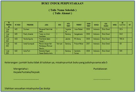 Contoh Daftar Buku Induk Perpustakaan Imagesee