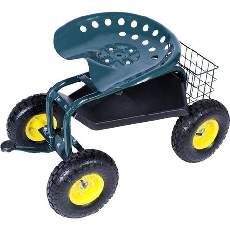 Angeles Home 30 In Dia Green Steel Heavy Duty Garden Cart With Tool