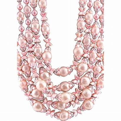 Pearl Pink Japanese Necklace Earrings Faux Torsade