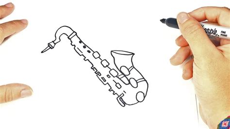 How To Draw A Saxophone For Children Saxophone Drawing Step By Step