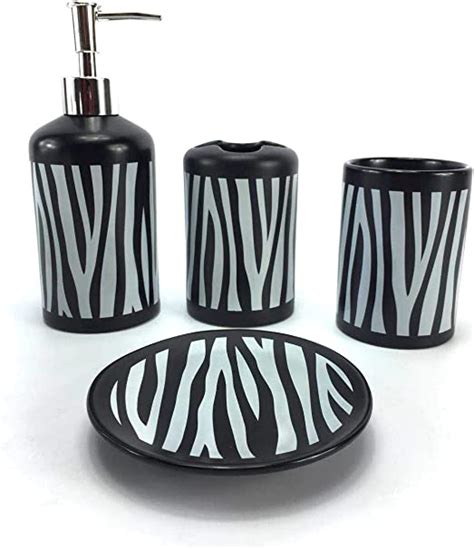 Wpm 4 Piece Ceramic Bathroom Accessories Set Zebra Print Our