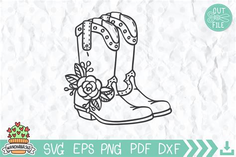 Cowboy Boots With Flowers SVG Graphic By Wanchana365 Creative Fabrica