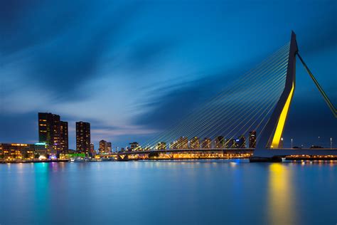 Skyline Rotterdam By Night With The Erasmusbrug Bas Meelker Photography