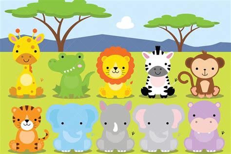 Safari Animals Clipart Africa Clipart Jungle Animals Magical Printable