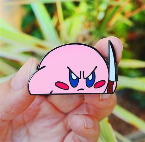 Kirby Angry Pin Kirby Angry Knife Peeker Hard Enamel Kirby Etsy India