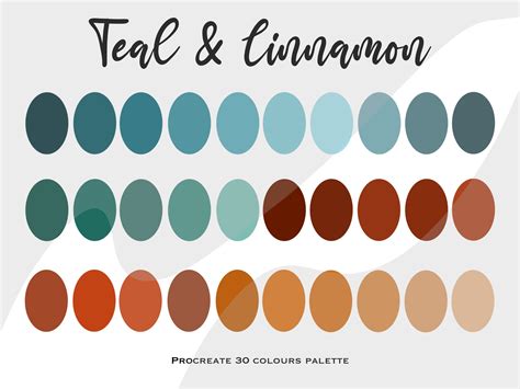 Teal And Cinnamon Orange Color Palette Colour Palette Procreate