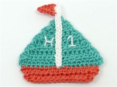 Crochet Applique Sea Life Appliques 1 Small Crochet Boat Etsy Uk