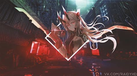 Hd Wallpaper Anime Anime Girls Picture In Picture Neon Red