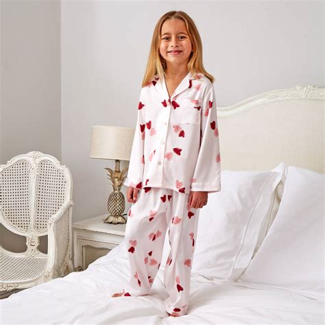 Personalised Girl S Pink Heart Long Sleeve Pyjama Set By Mini Lunn