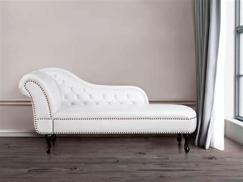 Left Hand Chaise Lounge Faux Leather White Nimes Belianifi