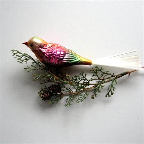 Vintage Christmas Ornament Clip On Bird Ornament By Merck Etsy