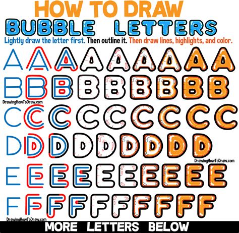 How To Draw Bubble Balloon Letters In Easy Step By Step Drawing