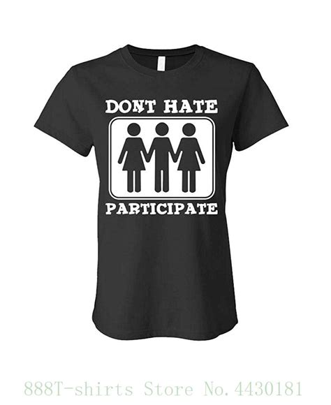 Womens Tee Dont Hate Participate Threesome Funny Sex Ladies Cotton T