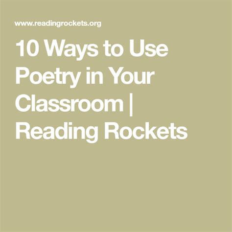 10 Ways To Use Poetry In Your Classroom Reading Rockets Writing