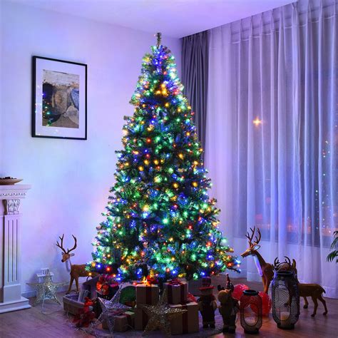 8ft Pre Lit Artificial Christmas Tree Premium Hinged W 750 Led Lights