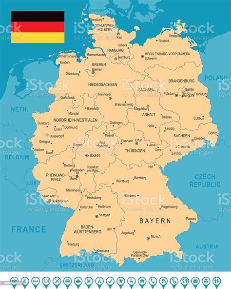 Hohenzollern castle (burg hohenzollern) is the ancestral seat of the imperial. Germany Map Infographic Stock Illustration - Download ...