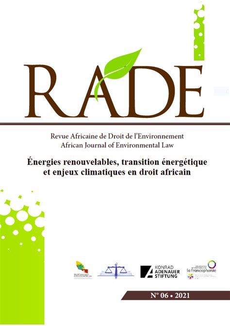 Publications Revue Africaine De Droit De Lenvironnement Rade No