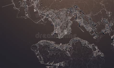 Hong Kong City Map 3d Rendering Satellitvy Stock Illustrationer