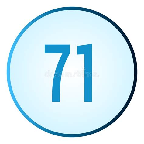 Number 71 Symbol Or Logo With Round Frame In Blue Gradient Color Stock