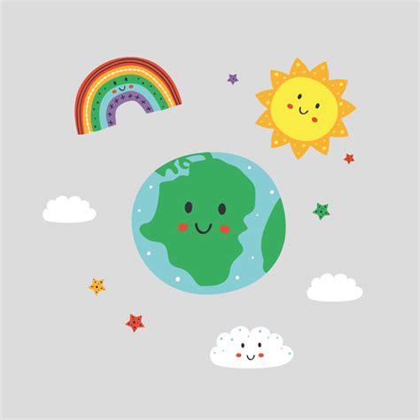 Happy Earth And Rainbow Window Stickers Stickerscape Uk