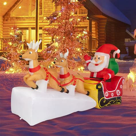 Kinbor 7ft Christmas Inflatable Santa Claus On Sleigh With Two Flying