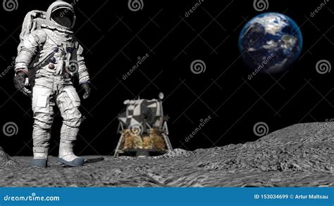 Representaci N 3d Astronauta Que Recorre En La Luna Animaci N Del CG