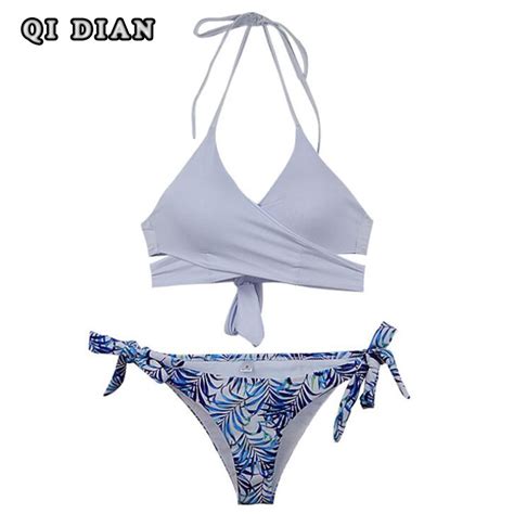 Qi Dian Bikini Multi Rope Cross Swimwear Women Brazilian Bikini Set